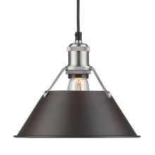 Golden 3306-M PW-RBZ - Yep by Golden Lighting Orwell 1-light 10in Pendant in Pewter and Rubbed Bronze shade